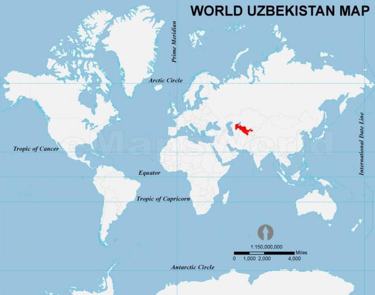 Uzbekistan lokasi pada peta dunia
