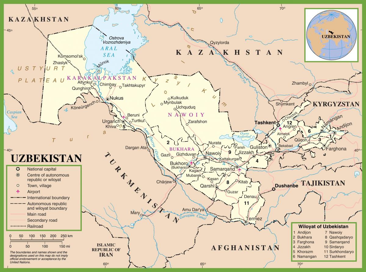 peta dari Uzbekistan politik 