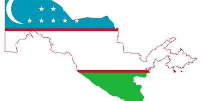 Peta dari Uzbekistan bendera 